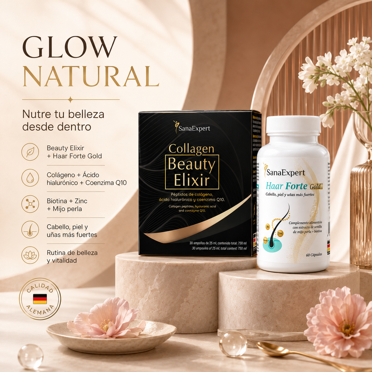 Pack Glow Natural: Elixir Capilar & Colágeno